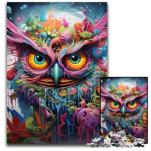Psychedelische Eule, 1000-teiliges Puzzle für Erwachsene, Holzpuzzle für Teenager und Familienspaß – DIY-Denkspiel, Geschenk, 50x75cm/19,68x29,52 Zoll Psychedelische Eule, 1000-teiliges Puzzle für Erwachsene, Holzpuzzle für Teenager und Familienspaß – DIY-Denkspiel, Geschenk, 50x75cm/19,68x29,52 Zoll von JIANGENNF