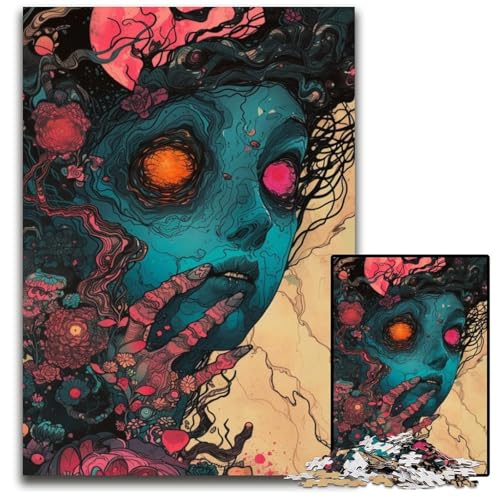 Psychedelische Gesichtspuzzles für 1000 Teile, unmögliche Puzzles für Erwachsene, Geburtstagsgeschenkidee, anspruchsvolles Denkspiel, 26x38cm/10,23x14,96 Zoll von JIANGENNF