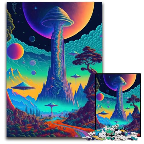 Psychedelische Natur-Puzzles für Erwachsene, 1000 Teile, anspruchsvolles Denkspiel für Teenager, unterhaltsames interaktives Spiel für die ganze Familie, 50x75cm/19,68x29,52 Zoll von JIANGENNF