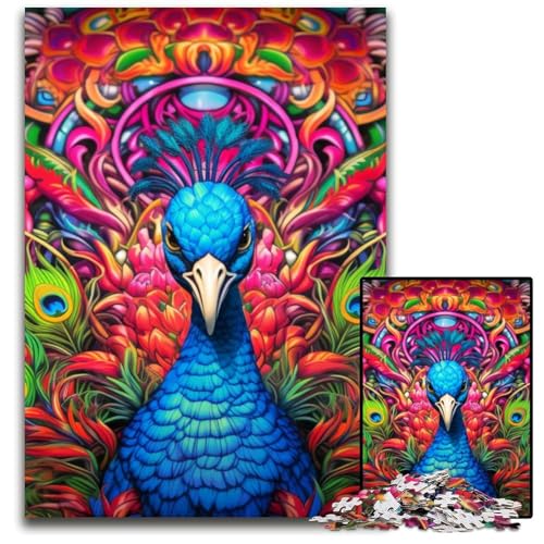 Psychedelischer Pfau, 1000-teiliges Puzzle, anspruchsvolle Puzzles, interaktives Familienspiel, Denksportaufgabe, Lernspielzeug, 50x75cm/19,68x29,52 Zoll Psychedelischer Pfau, 1000-teiliges Puzzle, anspruchsvolle Puzzles, interaktives Familienspiel, Denksportaufgabe, Lernspielzeug, 50x75cm/19,68x29,52 Zoll von JIANGENNF