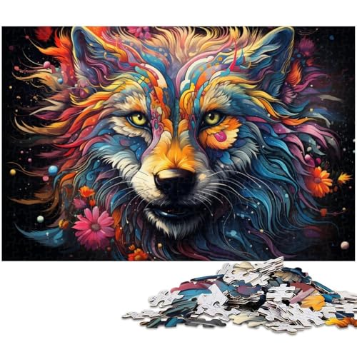 Psychedelisches, farbenfrohes Wolfstier-Puzzle mit 1000 Teilen. Holzpuzzle. Entspannende Unterhaltung, Heimdekoration, 50 x 75 cm / 19,68 x 29,52 Zoll Psychedelisches, farbenfrohes Wolfstier-Puzzle mit 1000 Teilen. Holzpuzzle. Entspannende Unterhaltung, Heimdekoration, 50 x 75 cm / 19,68 x 29,52 Zoll von JIANGENNF