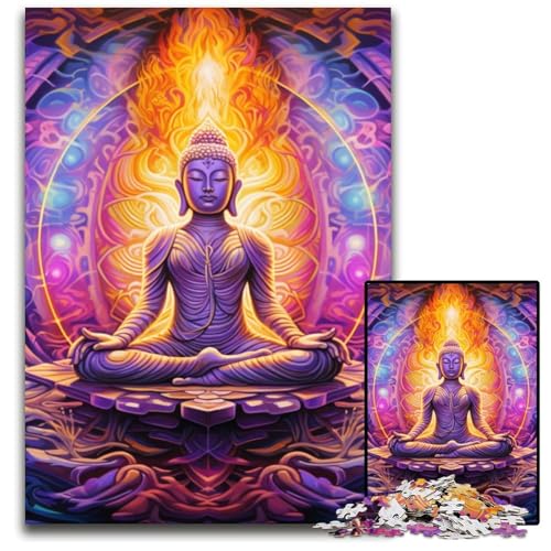Psychedelisches Buddha-Puzzle, 1000 Teile, Holzpuzzle, Weihnachten, Halloween, Ostern, Neujahr, 50x75cm/19,68x29,52 Zoll von JIANGENNF