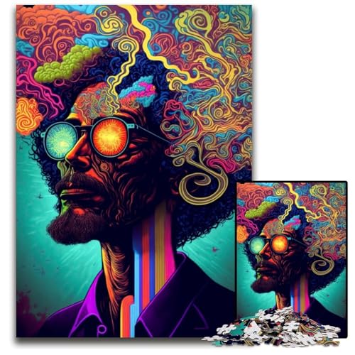 Psychedelisches Denkspiel, 1000 Teile, Holzpuzzle für Erwachsene, Geburtstagsgeschenkidee, herausforderndes Denkspiel, 50x75cm/19,68x29,52 Zoll Psychedelisches Denkspiel, 1000 Teile, Holzpuzzle für Erwachsene, Geburtstagsgeschenkidee, herausforderndes Denkspiel, 50x75cm/19,68x29,52 Zoll von JIANGENNF