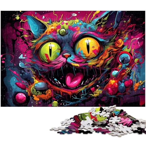 Psychedelisches Farbkatzen-Puzzle, 1000 Teile, für Erwachsene, Puzzle, perfekt für Teenager und Sammler, ideale Heimdekoration und Reisegeschenk, 50 x 75 cm / 19,68 x 29,52 Zoll Psychedelisches Farbkatzen-Puzzle, 1000 Teile, für Erwachsene, Puzzle, perfekt für Teenager und Sammler, ideale Heimdekoration und Reisegeschenk, 50 x 75 cm / 19,68 x 29,52 Zoll von JIANGENNF