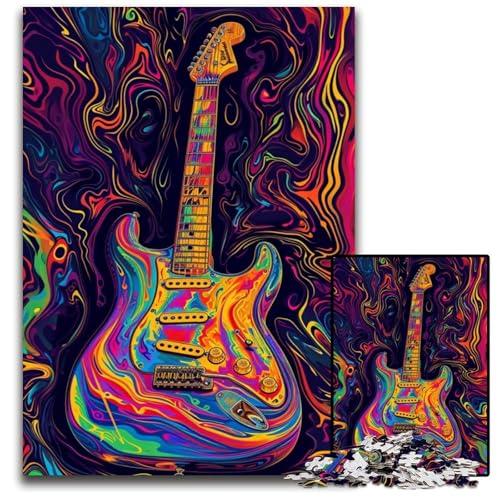 Psychedelisches Gitarren-Puzzle, 1000 Teile, für Erwachsene, Puzzle für Erwachsene, Familienspaß, Gehirntraining, Teenager, 50x75cm/19,68x29,52 Zoll Psychedelisches Gitarren-Puzzle, 1000 Teile, für Erwachsene, Puzzle für Erwachsene, Familienspaß, Gehirntraining, Teenager, 50x75cm/19,68x29,52 Zoll von JIANGENNF