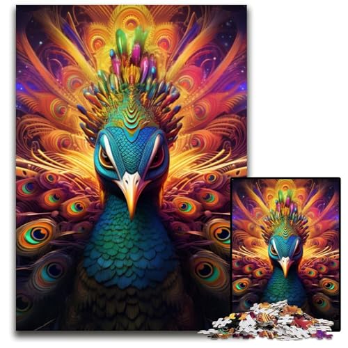 Psychedelisches Pfauenpuzzle, 1000 Teile, Papppuzzle, Weihnachten, Halloween, Ostern, Neujahr, 26x38cm/10,23x14,96 Zoll Psychedelisches Pfauenpuzzle, 1000 Teile, Papppuzzle, Weihnachten, Halloween, Ostern, Neujahr, 26x38cm/10,23x14,96 Zoll von JIANGENNF