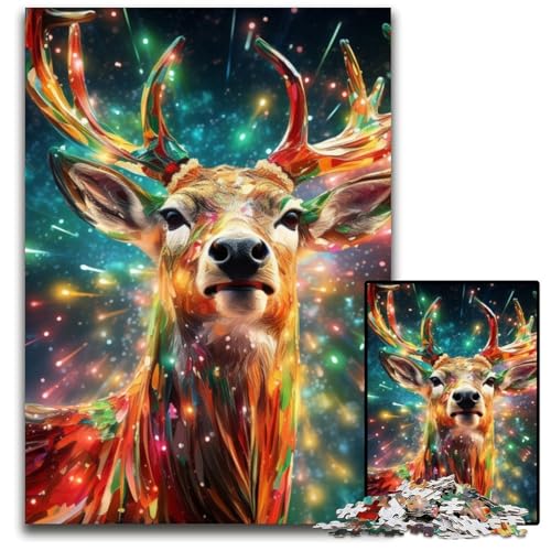 Psychedelisches Rentier-Puzzle, 1000 Teile, anspruchsvolle Puzzles, interaktives Familienspiel, Denksportaufgabe, Lernspielzeug, 26x38cm/10,23x14,96 Zoll Psychedelisches Rentier-Puzzle, 1000 Teile, anspruchsvolle Puzzles, interaktives Familienspiel, Denksportaufgabe, Lernspielzeug, 26x38cm/10,23x14,96 Zoll von JIANGENNF