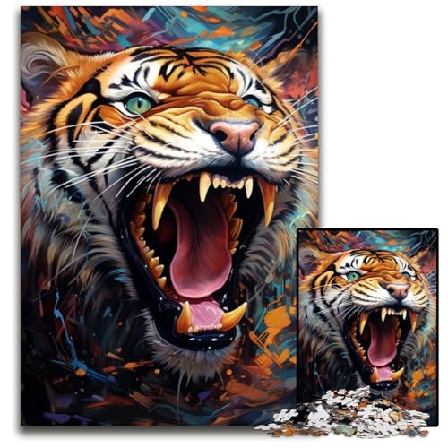 Psychedelisches Tier-Tiger-Puzzle für Erwachsene, 1000 Teile, Papppuzzle, interaktives Familienspiel, Denksportaufgabe, Lernspielzeug, 26x38cm/10,23x14,96 Zoll Psychedelisches Tier-Tiger-Puzzle für Erwachsene, 1000 Teile, Papppuzzle, interaktives Familienspiel, Denksportaufgabe, Lernspielzeug, 26x38cm/10,23x14,96 Zoll von JIANGENNF