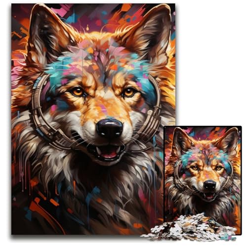 Psychedelisches Tierwolf-Puzzle, 1000 Teile, anspruchsvolle Puzzles, interaktives Familienspiel, Denksportaufgabe, Lernspielzeug, 50x75cm/19,68x29,52 Zoll Psychedelisches Tierwolf-Puzzle, 1000 Teile, anspruchsvolle Puzzles, interaktives Familienspiel, Denksportaufgabe, Lernspielzeug, 50x75cm/19,68x29,52 Zoll von JIANGENNF