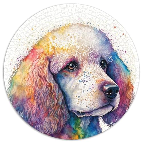 Pudel-Puzzle für Erwachsene, 1000 Teile, rundes Puzzle mit 1000 Teilen, interaktives Familienspiel, Bastelgeschenk mit farbenfrohen Kunstwerken (Größe 67,5 x 67,5 cm) von JIANGENNF
