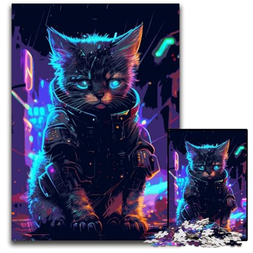 Puzzle „Katze im Regen“, 1000 Teile, Puzzle für Erwachsene, für Teenager und Jugendliche, ideales Geburtstags, 26x38cm/10,23x14,96 Zoll von JIANGENNF
