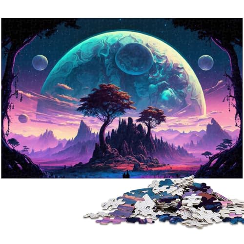 Puzzle 1000 Teile, Alien Planet Puzzle für Erwachsene, Eltern, Partner, Freunde – ab 14 Jahren, 26 x 38 cm / 10,23 x 14,96 Zoll von JIANGENNF