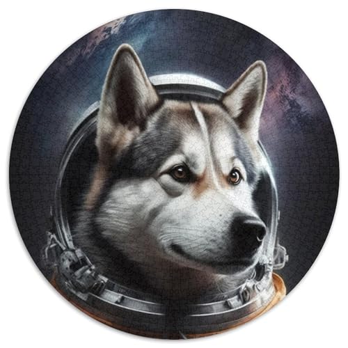 Puzzle 1000 Teile, Astronaut Husky, Kartonpuzzle für Erwachsene, Denkspiel für Teenager, (Größe 67,5 x 67,5 cm) von JIANGENNF