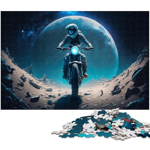 Puzzle 1000 Teile, Astronauten-Motorrad-Puzzle für Erwachsene, Eltern, Partner, Freunde – ab 14 Jahren, 50 x 75 cm / 19,68 x 29,52 Zoll von JIANGENNF