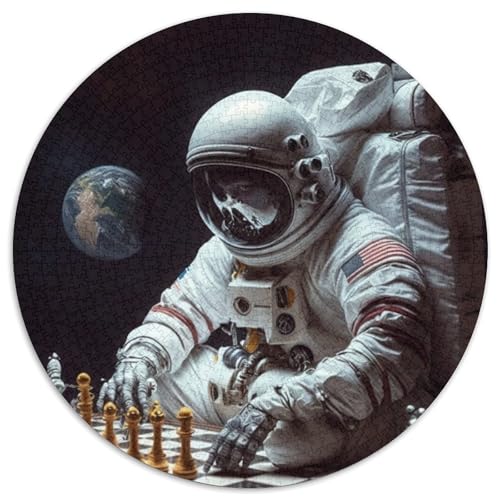 Puzzle 1000 Teile, Astronauten-Schach, Karton-Puzzle für Erwachsene, Denkspiel für Teenager, (Größe 67,5 x 67,5 cm) von JIANGENNF