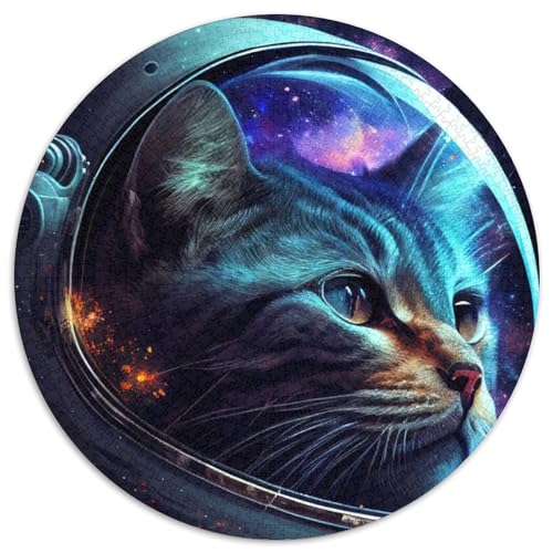 Puzzle 1000 Teile, Astronauten-Weltraumkatze, Kartonpuzzle für Erwachsene, Denkspiel für Teenager, (Größe 67,5 x 67,5 cm) von JIANGENNF