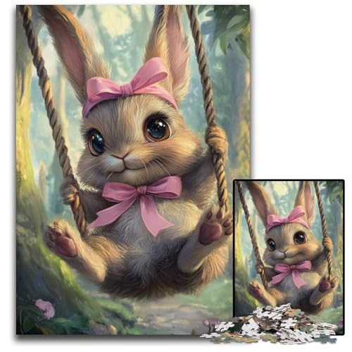 Puzzle 1000 Teile, Baby-Häschen auf der Schaukel, Papppuzzle für Heimdekorationsgeschenke, anspruchsvolles Familienspielzeug, perfekt für Spieleabende, 26x38cm Puzzle 1000 Teile, Baby-Häschen auf der Schaukel, Papppuzzle für Heimdekorationsgeschenke, anspruchsvolles Familienspielzeug, perfekt für Spieleabende, 26x38cm von JIANGENNF