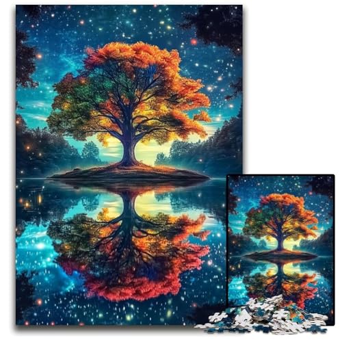 Puzzle 1000 Teile, Baum des Lebens, Kartonpuzzle, Lernspiele, Stressabbau, Heimdekorationsspielzeug für 14-Jährige, 26x38cm von JIANGENNF