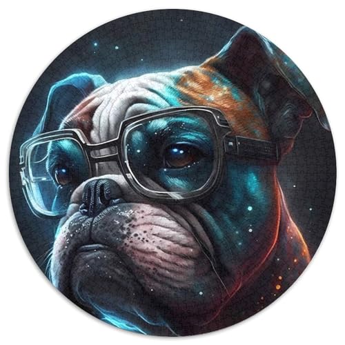 Puzzle 1000 Teile, Boxerhund, 1000-teiliges rundes Puzzle, Spiel für Erwachsene, Geschenk, interaktives Familienspiel, Gehirn-Herausforderungsgeschenk (Größe 67,5 x 67,5 cm) von JIANGENNF