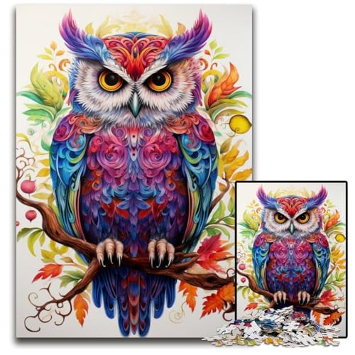 Puzzle 1000 Teile, Bunte Eulenkunst, Eltern, Partner, Freunde – ab 14 Jahren, 26x38cm/10,23x14,96 Zoll Puzzle 1000 Teile, Bunte Eulenkunst, Eltern, Partner, Freunde – ab 14 Jahren, 26x38cm/10,23x14,96 Zoll von JIANGENNF