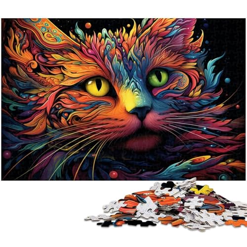 Puzzle 1000 Teile, Bunte Katze, Kartonpuzzle für Erwachsene, Teenager, Paare und Freunde zum Geburtstag, Weihnachten, 26 x 38 cm / 10,23 x 14,96 Zoll Puzzle 1000 Teile, Bunte Katze, Kartonpuzzle für Erwachsene, Teenager, Paare und Freunde zum Geburtstag, Weihnachten, 26 x 38 cm / 10,23 x 14,96 Zoll von JIANGENNF