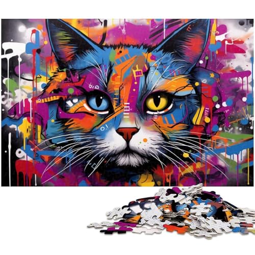 Puzzle 1000 Teile, Bunte Katze, schwierige Puzzles für Erwachsene, anspruchsvolles Denkspiel für Teenager, Spaß für den Familienspieleabend, 26 x 38 cm / 10,23 x 14,96 Zoll Puzzle 1000 Teile, Bunte Katze, schwierige Puzzles für Erwachsene, anspruchsvolles Denkspiel für Teenager, Spaß für den Familienspieleabend, 26 x 38 cm / 10,23 x 14,96 Zoll von JIANGENNF