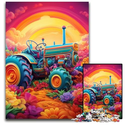 Puzzle 1000 Teile, Bunte Traktor-Puzzles, zum Entspannen und Herausfordern, farbenfrohe Heimdekorationskunst, Freunde, 26x38cm/10,23x14,96 Zoll von JIANGENNF