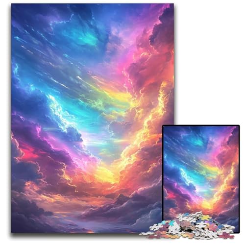 Puzzle 1000 Teile, Bunte Wolken, Holzpuzzle, Lernspiele, Stressabbau, Heimdekorationsspielzeug für Kinder ab 14 Jahren, 50x75cm Puzzle 1000 Teile, Bunte Wolken, Holzpuzzle, Lernspiele, Stressabbau, Heimdekorationsspielzeug für Kinder ab 14 Jahren, 50x75cm von JIANGENNF