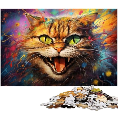 Puzzle 1000 Teile, Bunte orangefarbene Katze, Puzzle für Erwachsene, Eltern, Partner, Freunde – ab 14 Jahren, 26 x 38 cm / 10,23 x 14,96 Zoll Puzzle 1000 Teile, Bunte orangefarbene Katze, Puzzle für Erwachsene, Eltern, Partner, Freunde – ab 14 Jahren, 26 x 38 cm / 10,23 x 14,96 Zoll von JIANGENNF