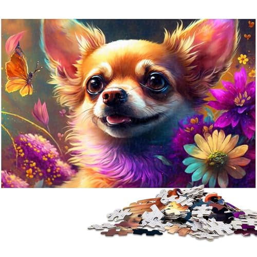 Puzzle 1000 Teile, Bunter Chihuahua, Holzpuzzle, Heimaktivität für Feiertage, Geburtstage und Familienspieleabende, 50 x 75 cm / 19,68 x 29,52 Zoll Puzzle 1000 Teile, Bunter Chihuahua, Holzpuzzle, Heimaktivität für Feiertage, Geburtstage und Familienspieleabende, 50 x 75 cm / 19,68 x 29,52 Zoll von JIANGENNF