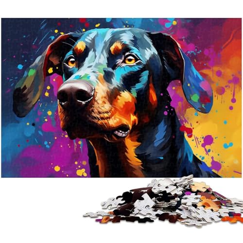 Puzzle 1000 Teile, Bunter Dobermann-Pinscher, Schwierige Puzzles für Erwachsene, Pädagogische Aktivität zur Verbesserung kognitiver Fähigkeiten, 50 x 75 cm / 19,68 x 29,52 Zoll Puzzle 1000 Teile, Bunter Dobermann-Pinscher, Schwierige Puzzles für Erwachsene, Pädagogische Aktivität zur Verbesserung kognitiver Fähigkeiten, 50 x 75 cm / 19,68 x 29,52 Zoll von JIANGENNF