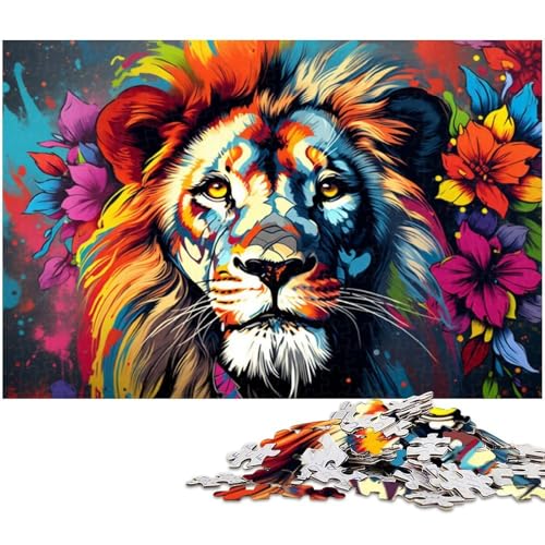 Puzzle 1000 Teile, Bunter Löwe, Kartonpuzzle, Heimaktivität für Feiertage, Geburtstage und Familienspieleabende, 26 x 38 cm / 10,23 x 14,96 Zoll Puzzle 1000 Teile, Bunter Löwe, Kartonpuzzle, Heimaktivität für Feiertage, Geburtstage und Familienspieleabende, 26 x 38 cm / 10,23 x 14,96 Zoll von JIANGENNF