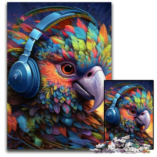 Puzzle 1000 Teile, Bunter Papagei, Holzpuzzle für Erwachsene, Heimdekoration, 50x75cm/19,68x29,52 Zoll von JIANGENNF