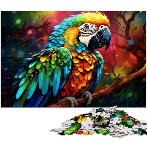 Puzzle 1000 Teile, Bunter Papagei, Holzpuzzle für Erwachsene, Teenager, Paare und Freunde zum Geburtstag, Weihnachten, 50 x 75 cm / 19,68 x 29,52 Zoll von JIANGENNF