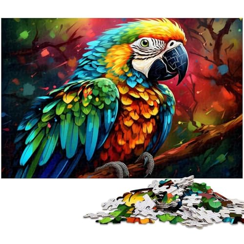 Puzzle 1000 Teile, Bunter Papagei, Kartonpuzzle, Heimaktivität für Feiertage, Geburtstage und Familienspieleabende, 26 x 38 cm / 10,23 x 14,96 Zoll von JIANGENNF