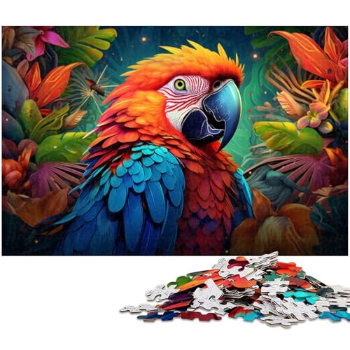 Puzzle 1000 Teile, Bunter Papagei, Unmögliches Puzzle für Erwachsene, Familienaktivität, Denksportaufgabe, Heimdekoration, 50 x 75 cm / 19,68 x 29,52 Zoll von JIANGENNF