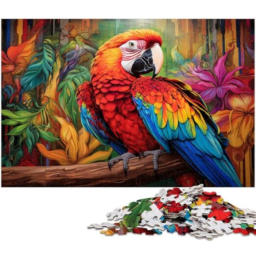Puzzle 1000 Teile, Bunter Papagei, Unmögliches Puzzle für Erwachsene, Familienaktivität, Denksportaufgabe, Heimdekoration, 50 x 75 cm / 19,68 x 29,52 Zoll von JIANGENNF