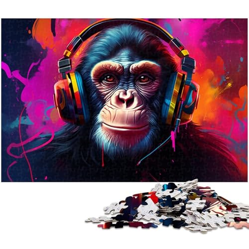 Puzzle 1000 Teile, Bunter Schimpanse, Schwierige Puzzles für Erwachsene, Herausforderndes Denkspiel für Teenager, Spaß für den Familienspieleabend, 50 x 75 cm / 19,68 x 29,52 Zoll Puzzle 1000 Teile, Bunter Schimpanse, Schwierige Puzzles für Erwachsene, Herausforderndes Denkspiel für Teenager, Spaß für den Familienspieleabend, 50 x 75 cm / 19,68 x 29,52 Zoll von JIANGENNF