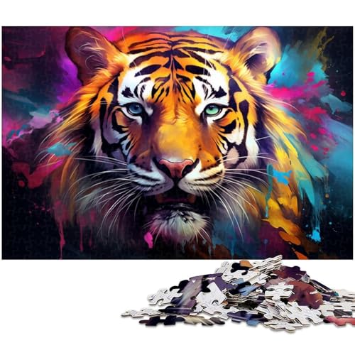 Puzzle 1000 Teile, Bunter Tiger, Schwierige Puzzles für Erwachsene, Herausforderndes Denkspiel für Teenager, Spaß für den Familienspieleabend, 26 x 38 cm / 10,23 x 14,96 Zoll Puzzle 1000 Teile, Bunter Tiger, Schwierige Puzzles für Erwachsene, Herausforderndes Denkspiel für Teenager, Spaß für den Familienspieleabend, 26 x 38 cm / 10,23 x 14,96 Zoll von JIANGENNF