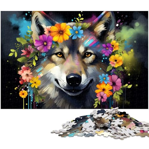 Puzzle 1000 Teile, Bunter Wolf, Holzpuzzle, Heimaktivität für Feiertage, Geburtstage und Familienspieleabende, 50 x 75 cm / 19,68 x 29,52 Zoll Puzzle 1000 Teile, Bunter Wolf, Holzpuzzle, Heimaktivität für Feiertage, Geburtstage und Familienspieleabende, 50 x 75 cm / 19,68 x 29,52 Zoll von JIANGENNF