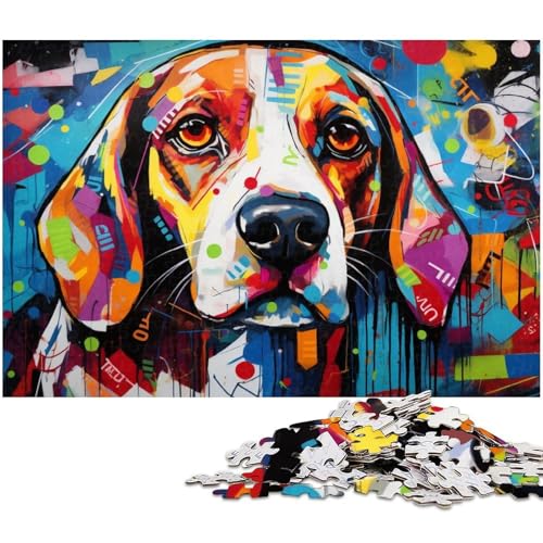 Puzzle 1000 Teile, Buntes Beagle-Puzzle für Erwachsene, Eltern, Partner, Freunde – ab 14 Jahren, 26 x 38 cm / 10,23 x 14,96 Zoll von JIANGENNF