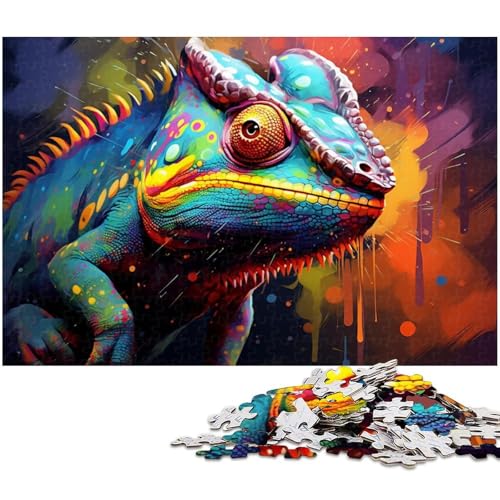 Puzzle 1000 Teile, Buntes Chamäleon-Puzzle für Erwachsene, Eltern, Partner, Freunde – ab 14 Jahren, 26 x 38 cm / 10,23 x 14,96 Zoll Puzzle 1000 Teile, Buntes Chamäleon-Puzzle für Erwachsene, Eltern, Partner, Freunde – ab 14 Jahren, 26 x 38 cm / 10,23 x 14,96 Zoll von JIANGENNF