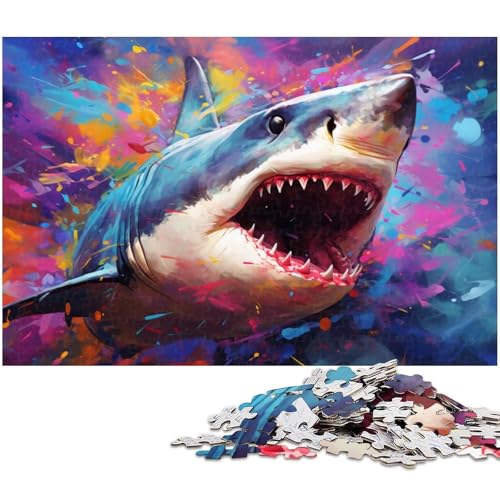 Puzzle 1000 Teile, Buntes Hai-Puzzle für Erwachsene, Eltern, Partner, Freunde – ab 14 Jahren, 26 x 38 cm / 10,23 x 14,96 Zoll von JIANGENNF