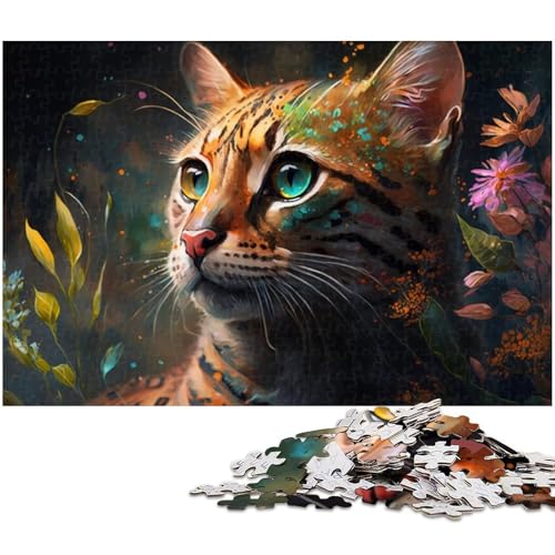 Puzzle 1000 Teile, Buntes Katzen-Puzzle für Erwachsene, Eltern, Partner, Freunde – ab 14 Jahren, 50 x 75 cm / 19,68 x 29,52 Zoll von JIANGENNF
