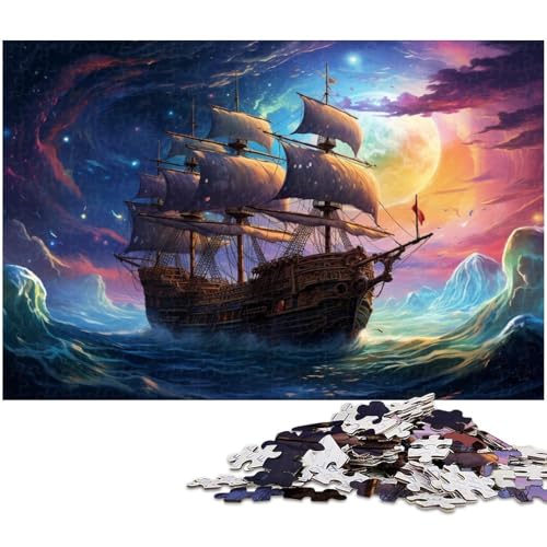 Puzzle 1000 Teile, Buntes Piratenschiff-Puzzle für Erwachsene, Eltern, Partner, Freunde – ab 14 Jahren, 26 x 38 cm / 10,23 x 14,96 Zoll Puzzle 1000 Teile, Buntes Piratenschiff-Puzzle für Erwachsene, Eltern, Partner, Freunde – ab 14 Jahren, 26 x 38 cm / 10,23 x 14,96 Zoll von JIANGENNF