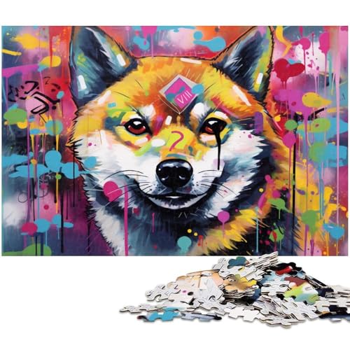 Puzzle 1000 Teile, Buntes Shiba Inu-Puzzle für Erwachsene, Eltern, Partner, Freunde – ab 14 Jahren, 26 x 38 cm / 10,23 x 14,96 Zoll von JIANGENNF