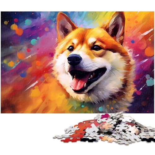Puzzle 1000 Teile, Buntes Shiba Inu-Puzzle für Erwachsene, Eltern, Partner, Freunde – ab 14 Jahren, 50 x 75 cm / 19,68 x 29,52 Zoll von JIANGENNF