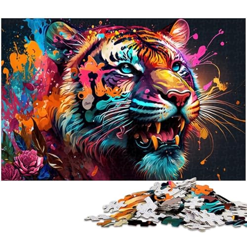 Puzzle 1000 Teile, Buntes Tiger-Puzzle für Erwachsene, Eltern, Partner, Freunde – ab 14 Jahren, 50 x 75 cm / 19,68 x 29,52 Zoll Puzzle 1000 Teile, Buntes Tiger-Puzzle für Erwachsene, Eltern, Partner, Freunde – ab 14 Jahren, 50 x 75 cm / 19,68 x 29,52 Zoll von JIANGENNF