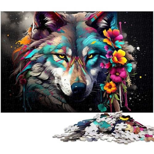 Puzzle 1000 Teile, Buntes Wolf-Puzzle für Erwachsene, Eltern, Partner, Freunde – ab 14 Jahren, 50 x 75 cm / 19,68 x 29,52 Zoll Puzzle 1000 Teile, Buntes Wolf-Puzzle für Erwachsene, Eltern, Partner, Freunde – ab 14 Jahren, 50 x 75 cm / 19,68 x 29,52 Zoll von JIANGENNF