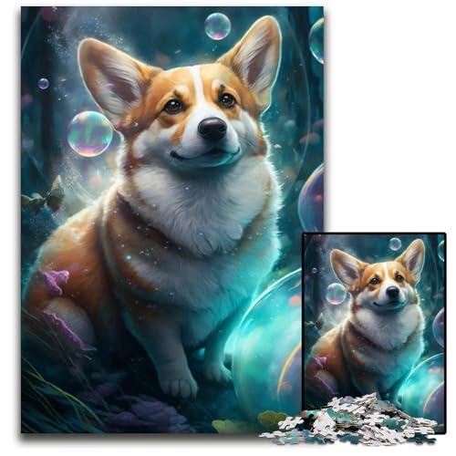 Puzzle 1000 Teile, Corgi-Hundemalerei, anspruchsvolles Rätsel, Denksportaufgabe, Spiel für Erwachsene, interaktive Familienaktivität, 26x38cm/10,23x14,96 Zoll von JIANGENNF
